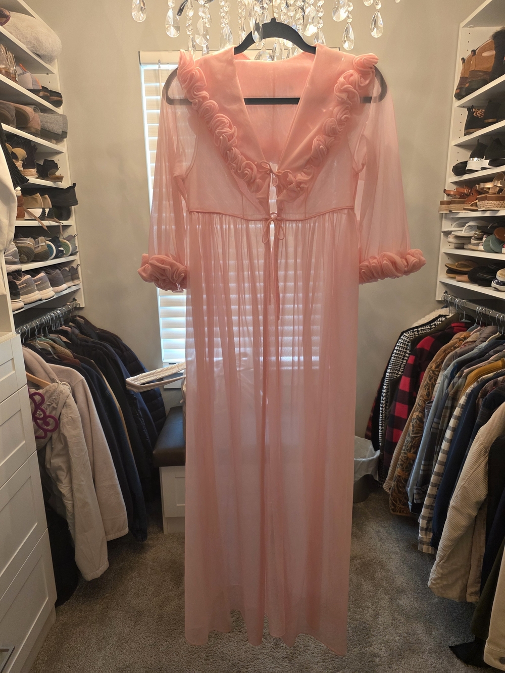 Vintage Ruffled Hollywood Style Long Robe